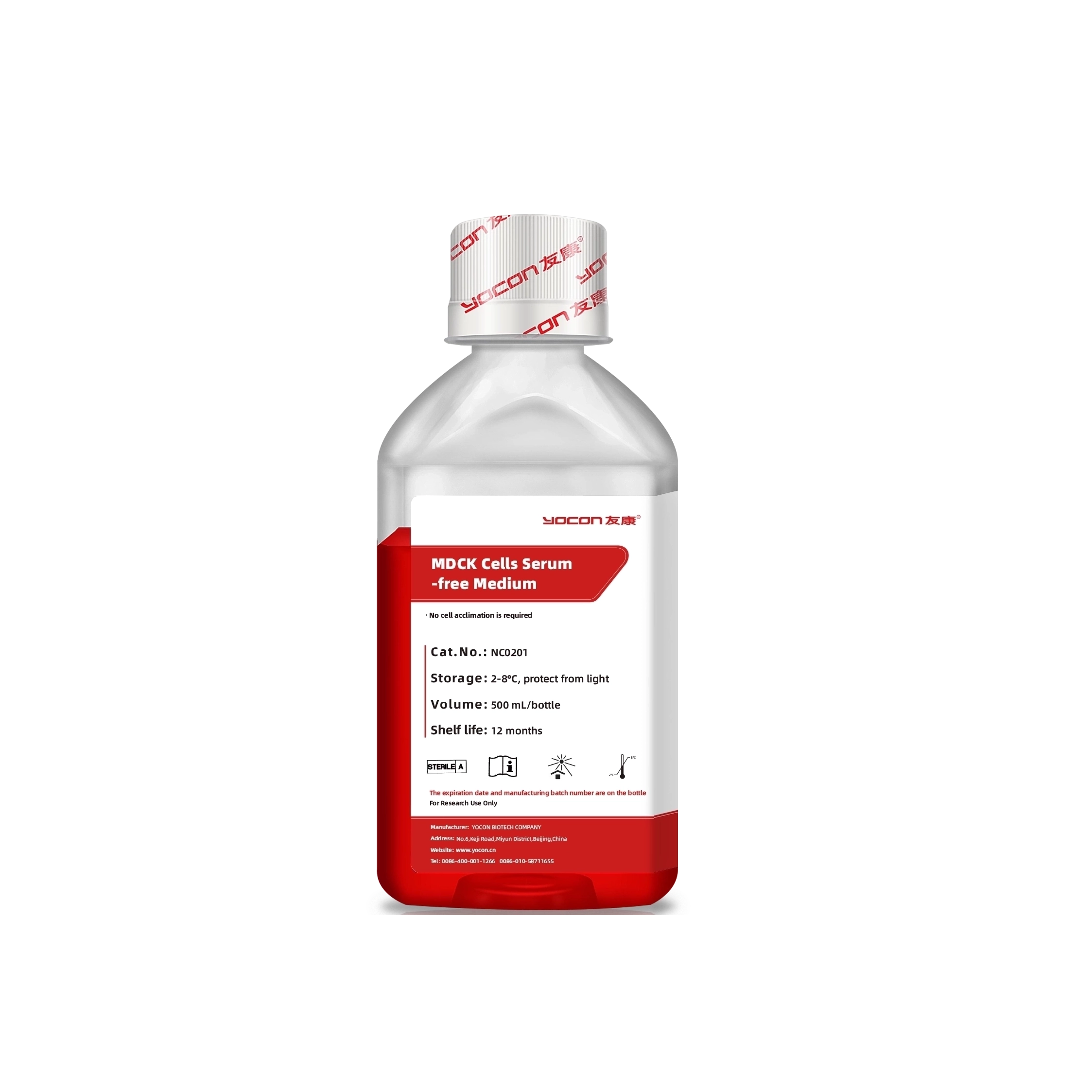 MDCK Клеточная культуральная среда-Сыворотка Бесплатная и определенная | Йокон Сотовый